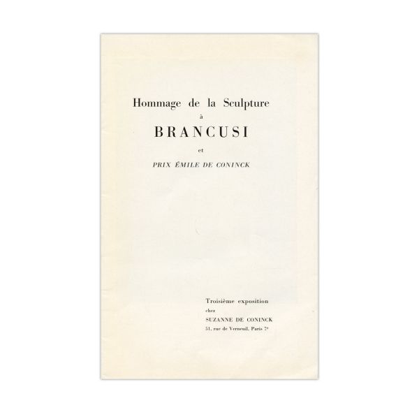 Hommage de la Sculpture a Brancusi et prix Emile de Coninck, 1957