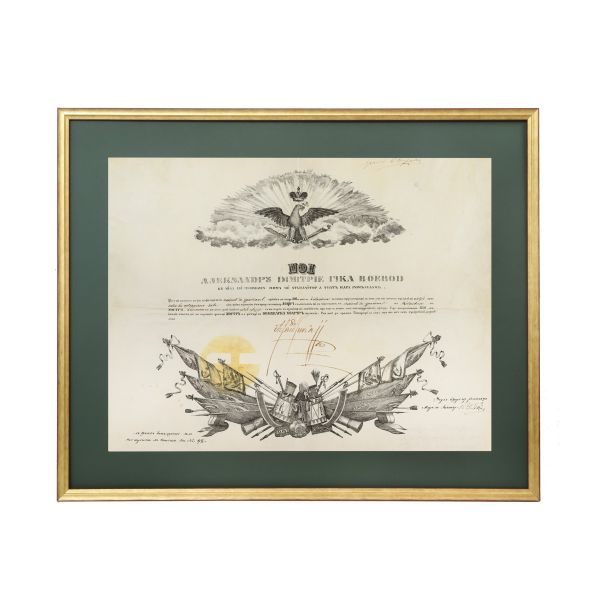 Vicontele de Gramont, diplomă de ridicare în rangul de polcovnic, 1834