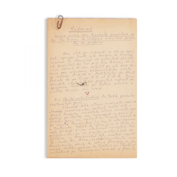 D. D. Roșca, arhivă de manuscrise, cursuri, adrese, note de lectură, 1957-1959 