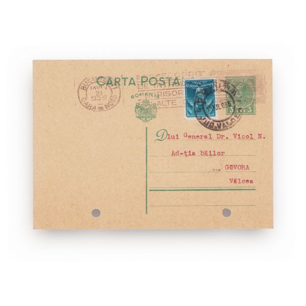 Băile Herculane, album cu 40 de fotografii, dedicat gen. dr. Nicolae Vicol, fotograf. Josef Fischer, 1936 + două corespondențe