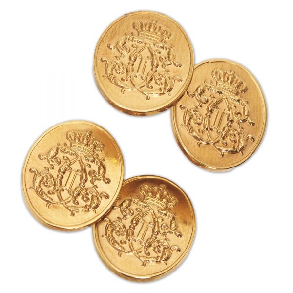 Set de butoni din argint aurit cu monograma regelui Carol I
