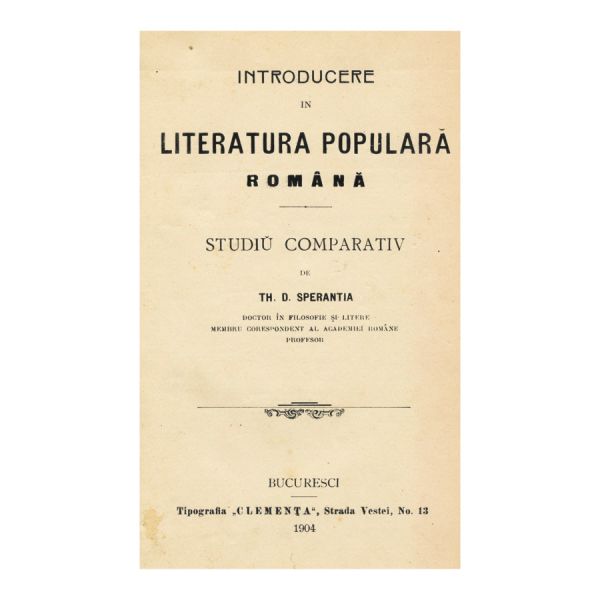 Th. D. Speranția, Literatura populară, 1904, prima ediție