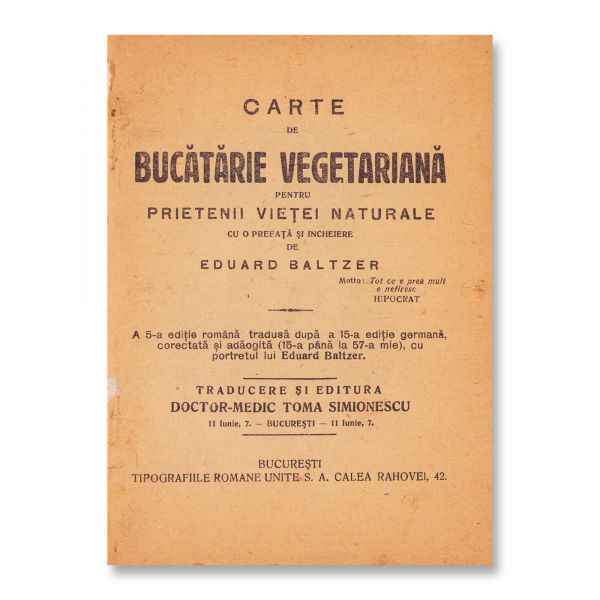 Eduard Baltzer, Carte de bucătărie vegetariană pentru prietenii vieții naturale