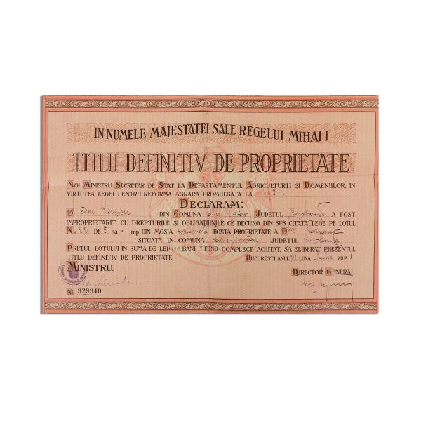 Titlu definitiv de proprietate, 8 aprilie 1948