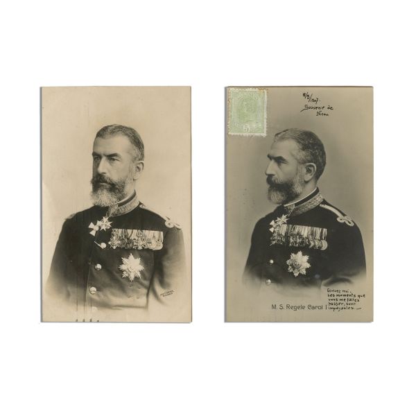 Regele Carol I, două fotografii tip carte poștală