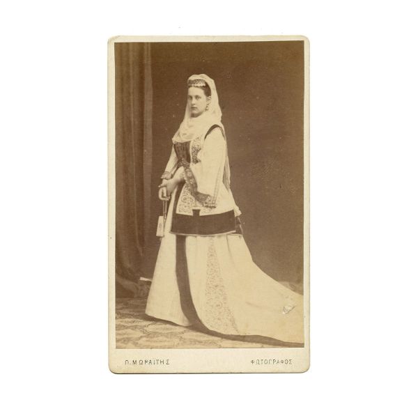 Regele George I al Greciei și regina Olga a Greciei, două fotografii format carte-de-visite, atelier fotografic P. Moraites