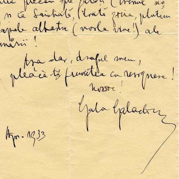 Gala Galaction, scrisoare olografă, 1933