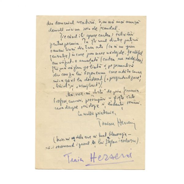 Traian Herseni, scrisoare către Emil Cioran, 1 Mai 1934
