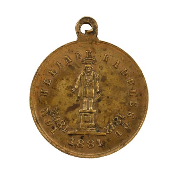 Statuia lui Ion Heliade-Rădulescu, medalion din bronz, 1881, din colecția familiei Ștefănescu