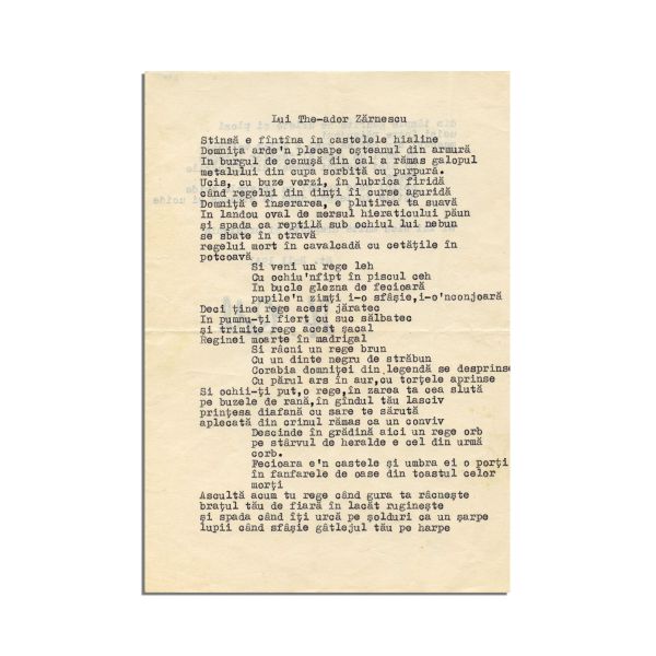 Stephan Roll, poem dedicat lui Theodor Zărnescu, 1931