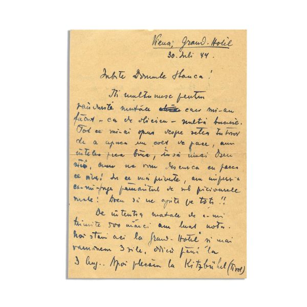 Ionel Perlea, corespondență cu Horia Stanca, 1944