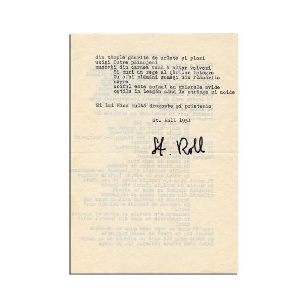 Stephan Roll, poem dedicat lui Theodor Zărnescu, 1931