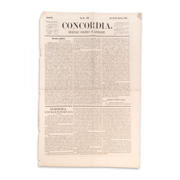 Publicația „Concordia”, anul III, 1863, două numere
