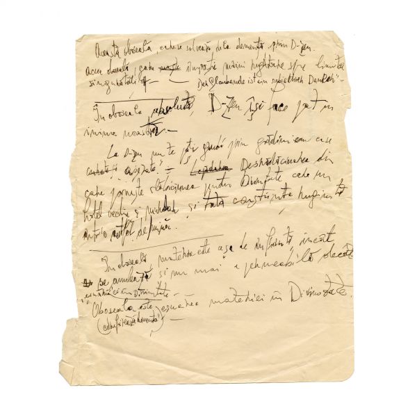 Emil Cioran, „În oboseala absolută, Dumnezeu își face pat în inima noastră”, filă manuscris 