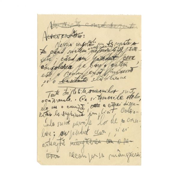 Emil Cioran, manuscris de 18 pagini - Cartea Amăgirilor