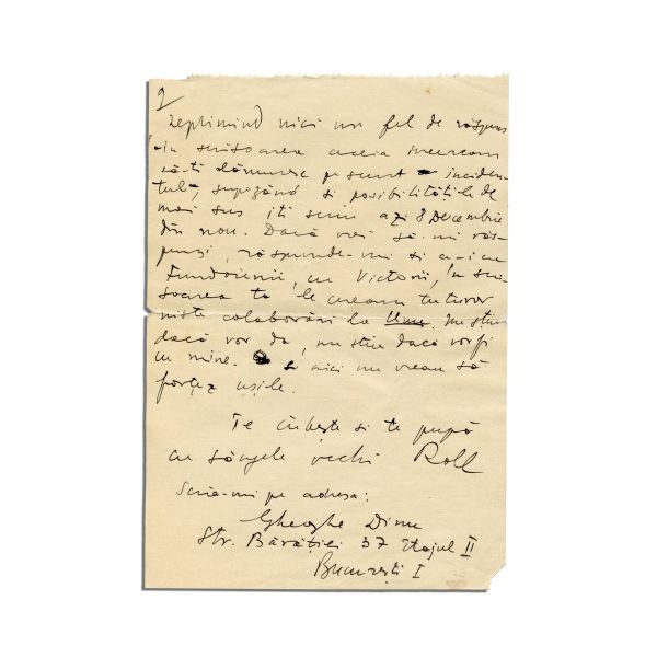 Gheorghe Dinu (Stephan Roll), scrisoare către Medi Dinu