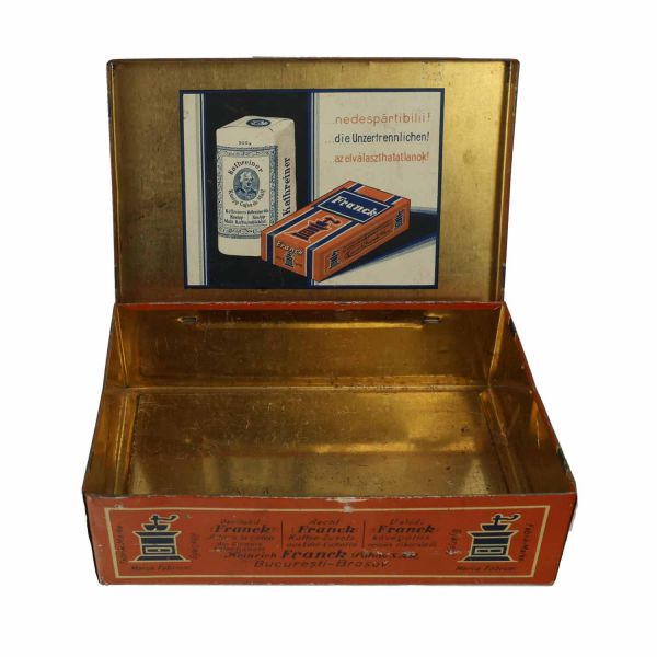 Heinrich Franck Söhne, trei cutii de cafea de cicoare din metal