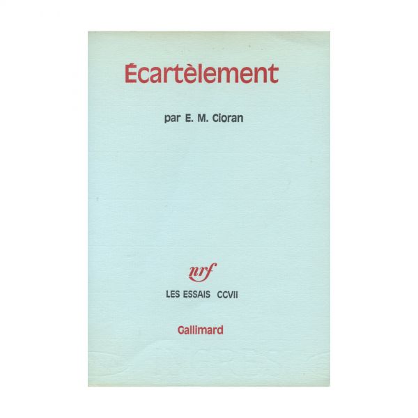 Emil Cioran, Écartèlement, 1979, cu dedicație