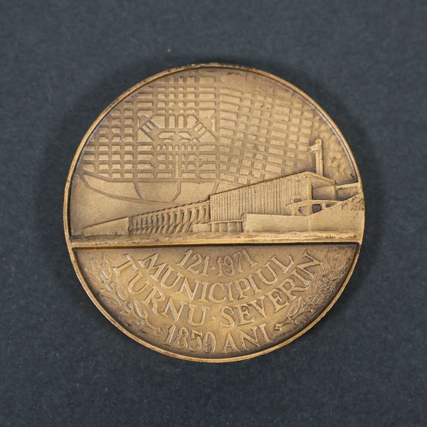 Jubileul de 1850 ani al Municipiului Drobeta-Turnu Severin, medalie din bronz, 1971, gravor N. Culluri