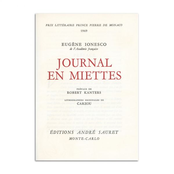 Eugène Ionesco, Jurnal în fărâme, 1973