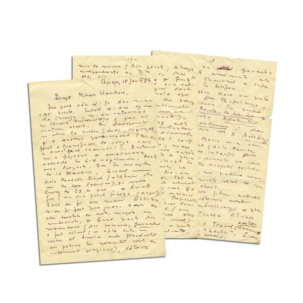 Mircea Eliade, scrisoare pentru Mircea Handoca, 18 ianuarie 1986 - ultima scrisoare expediată 