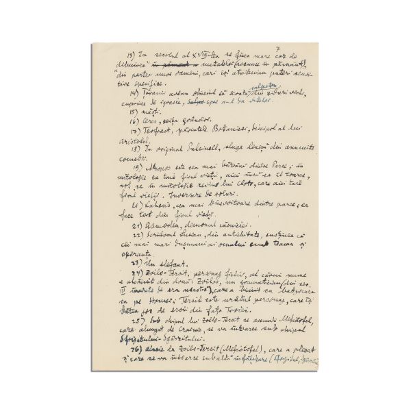 Lucian Blaga, notele operei Faust, manuscris