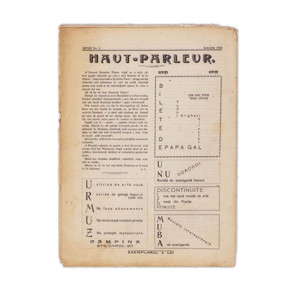 Publicația „Urmuz”, nr. 5, iunie-iulie 1928 + Supliment