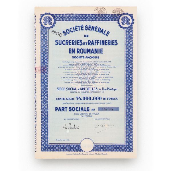 „Danubiana” + „Société Générale de Sucreries et Raffineries en Roumanie”, cinci acțiuni