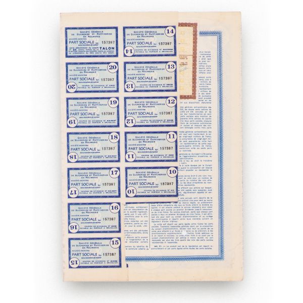 „Danubiana” + „Société Générale de Sucreries et Raffineries en Roumanie”, cinci acțiuni
