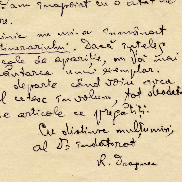 Radu Dragnea, scrisoare pentru Mircea Eliade, 6 septembrie [1928]