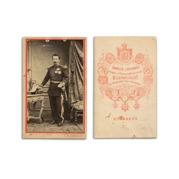 Elena și Alexandru Ioan Cuza, două fotografii format carte-de-visite, atelier Carol Popp de Szathmary