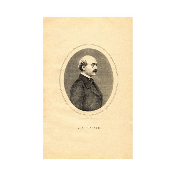Vasile Alecsandri, heliogravură, scrisoare olografă și carte de vizită