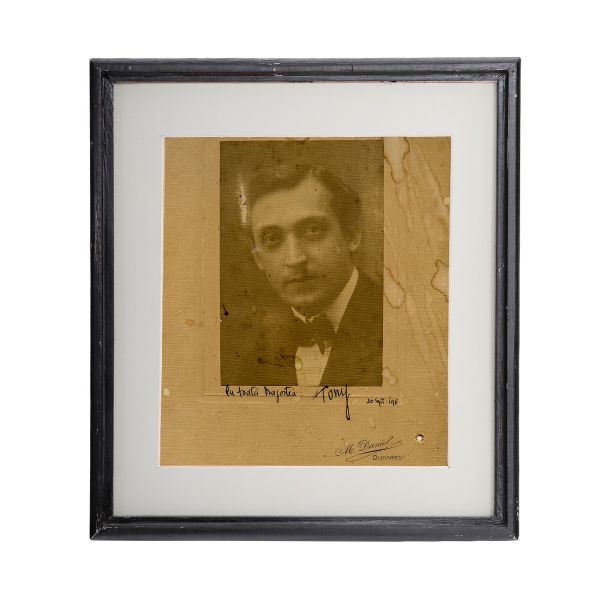 Tony Bulandra, fotografie de epocă, cu dedicație, 1911, atelier M. Daniel