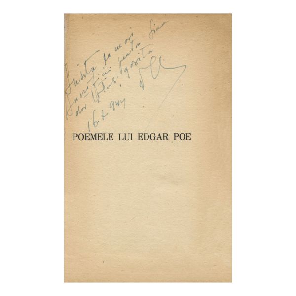 Emil Gulian, Poemele lui Edgar Poe, 1938, cu dedicație