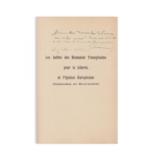 Georges Moroianu, Les luttes des Roumains Transylvains, cu dedicație