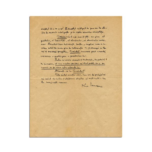 Publicația „Cuvântul”, 1938, reproducerea unui scrisori către abonați