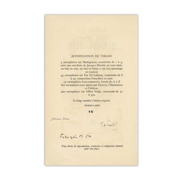 Gherasim Luca, Héros-Limite, 1953, exemplar bibliofil cu semnături olografe + Gherasim Luca și Dolfi Trost, Presentation de graphies colorées, 1945