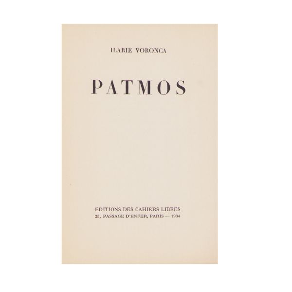 Ilarie Voronca, Patmos, 1934, exemplar numerotat