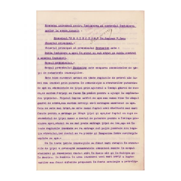 Ing. Vasile Iscu, două brevete de invenție, 1915 - 1920 