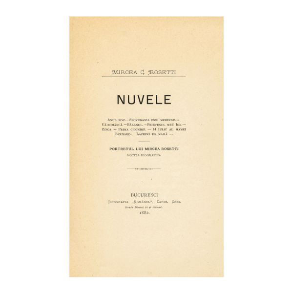 Mircea C. Rosetti, Nuvele, 1882, exemplar bibliofil