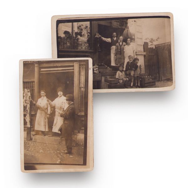 Măcelari și băcani, două fotografii tip carte poștală