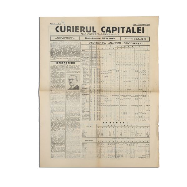 Publicația „Curierul capitalei”, Anul I, Nr. 1, 3 octombrie 1927