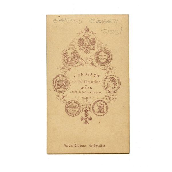 Împărăteasa Elisabeta (Sisi) a Austriei, fotografie tip carte-de-visite, atelier fotografic L. Angerer