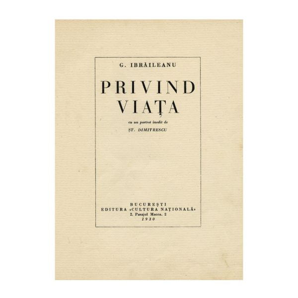 Garabet Ibrăileanu, Privind Viața, 1930, exemplar bibliofil