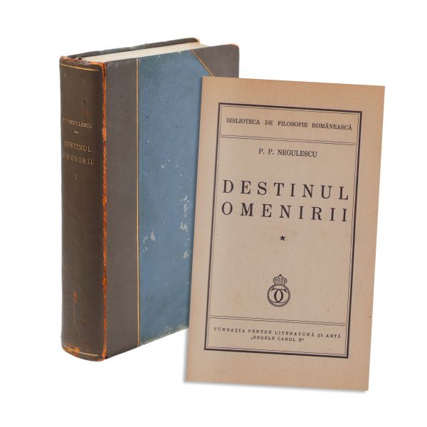 P. P. Negulescu, Destinul omenirii, vol. I, exemplar bibliofil, cu dedicație pentru Adrian Scărlătescu