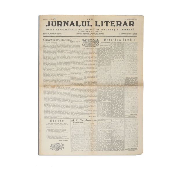 Publicația „Jurnalul Literar”, Anul I, Nr. 1, 1 ianuarie 1939