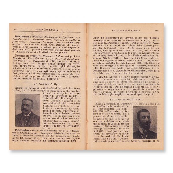 Aurel Scurtu, Almanach Hygeia - special pentru medici, farmaciști, chimiști, naturaliști și veterinari, 1906, cu dedicație 