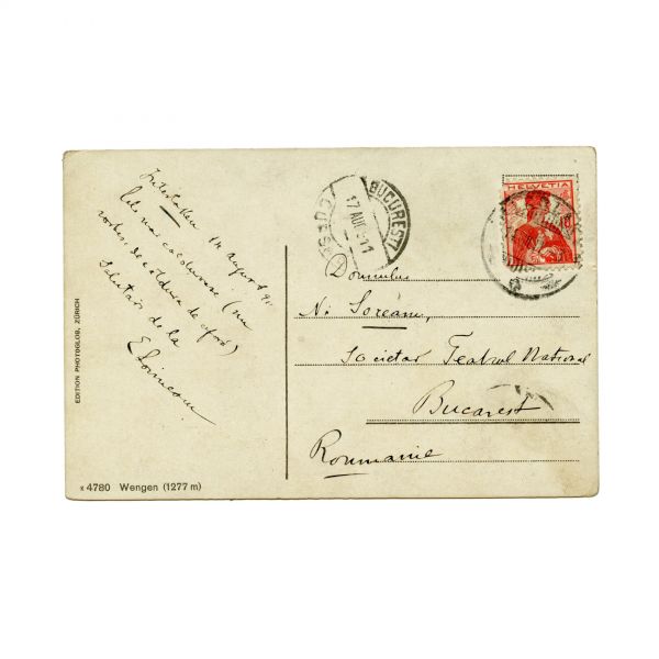 Eugen Lovinescu, carte poștală către Nicolae Soreanu, 14 August 1911