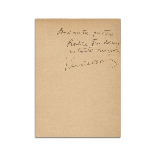 Ilarie Voronca, Act de prezență, 1932, cu dedicație către Rodica Fundoianu