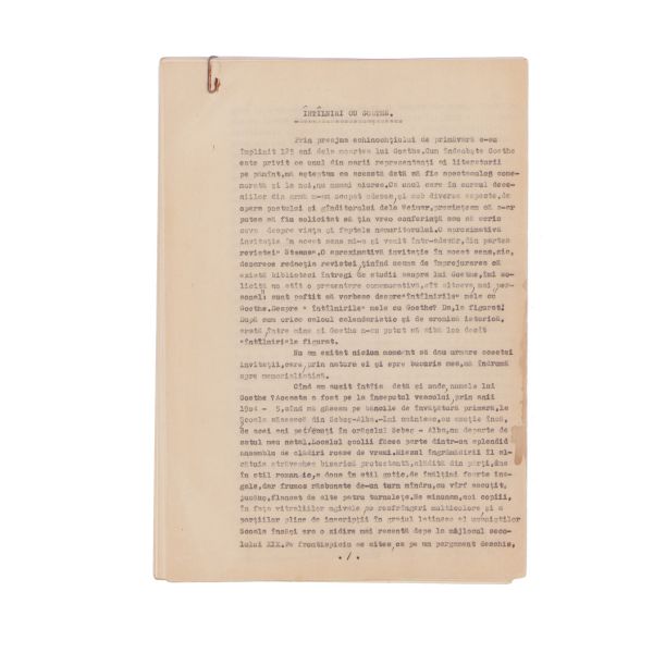 Lucian Blaga, „Întâlniri cu Goethe”, manuscris + dactilogramă, 1957